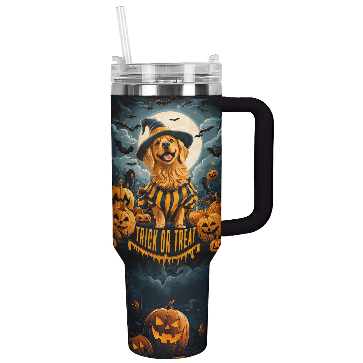Halloween Golden Trick Or Treat Custom Stanley Cup 40 oz 30 oz Tumbler With HandleTVC2301585