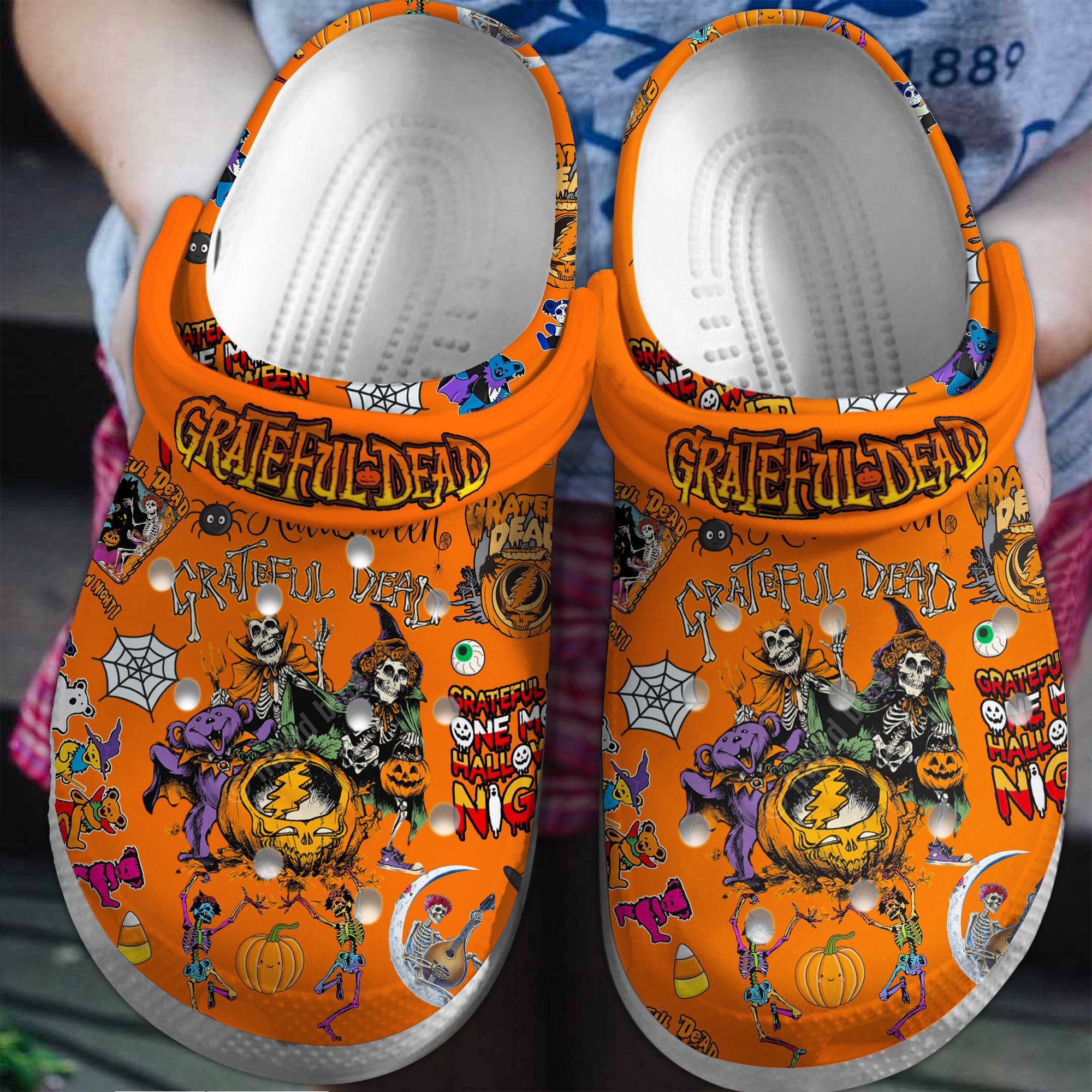 Halloween Grateful Dead Music Crocs Crocband Clogs Shoes Comfortable For Men Women and Kids