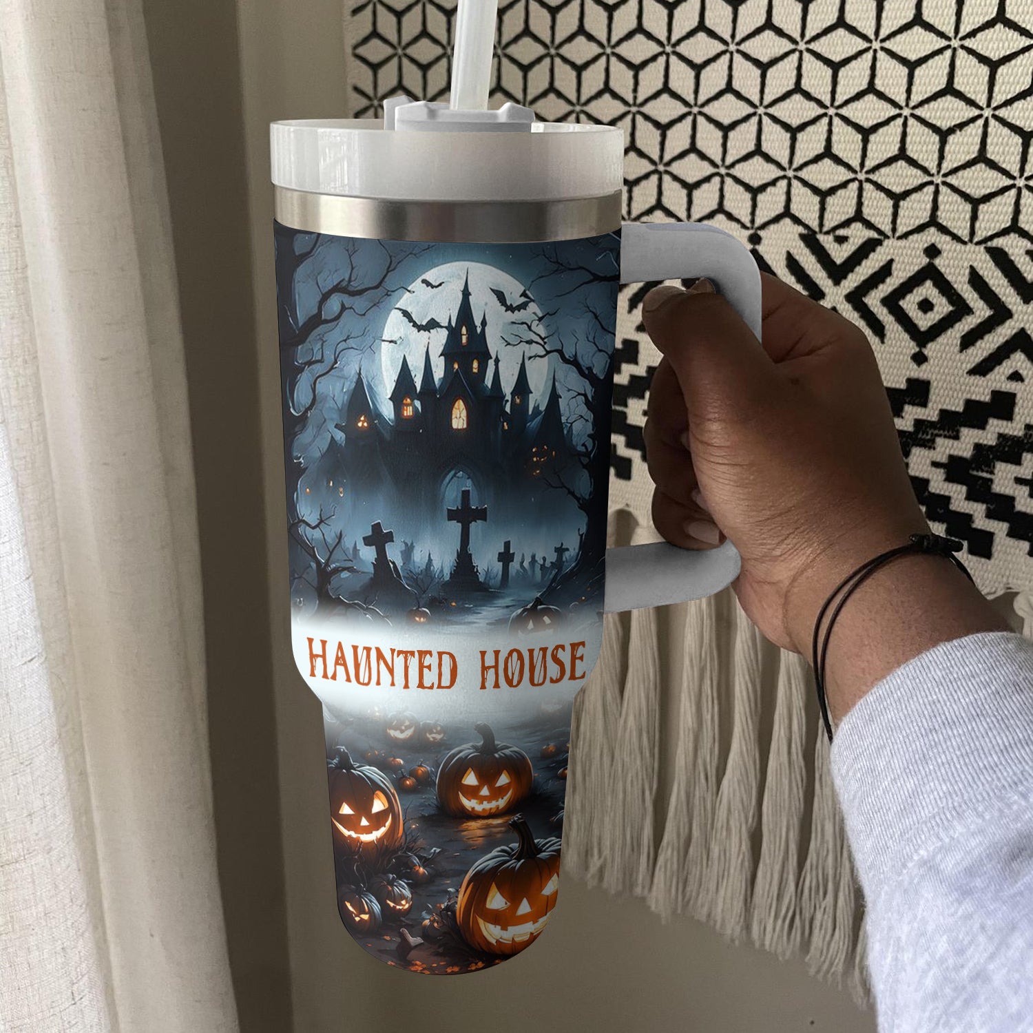 Halloween Haunted House Custom Stanley Cup 40 oz 30 oz Tumbler With HandleTVC2301585 - Image 2