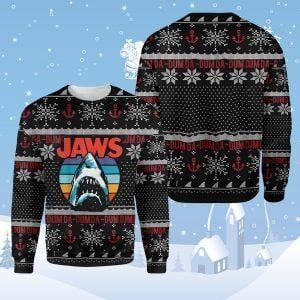 Halloween Horror Shark Jaws Ugly Christmas Sweater Adult 3D Funny Matching for family
