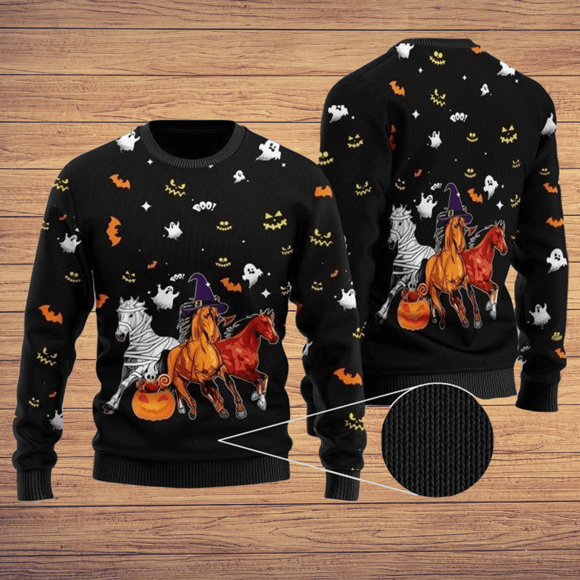 Halloween Horse Ugly Christmas Sweater Adult 3D Funny Matching for family