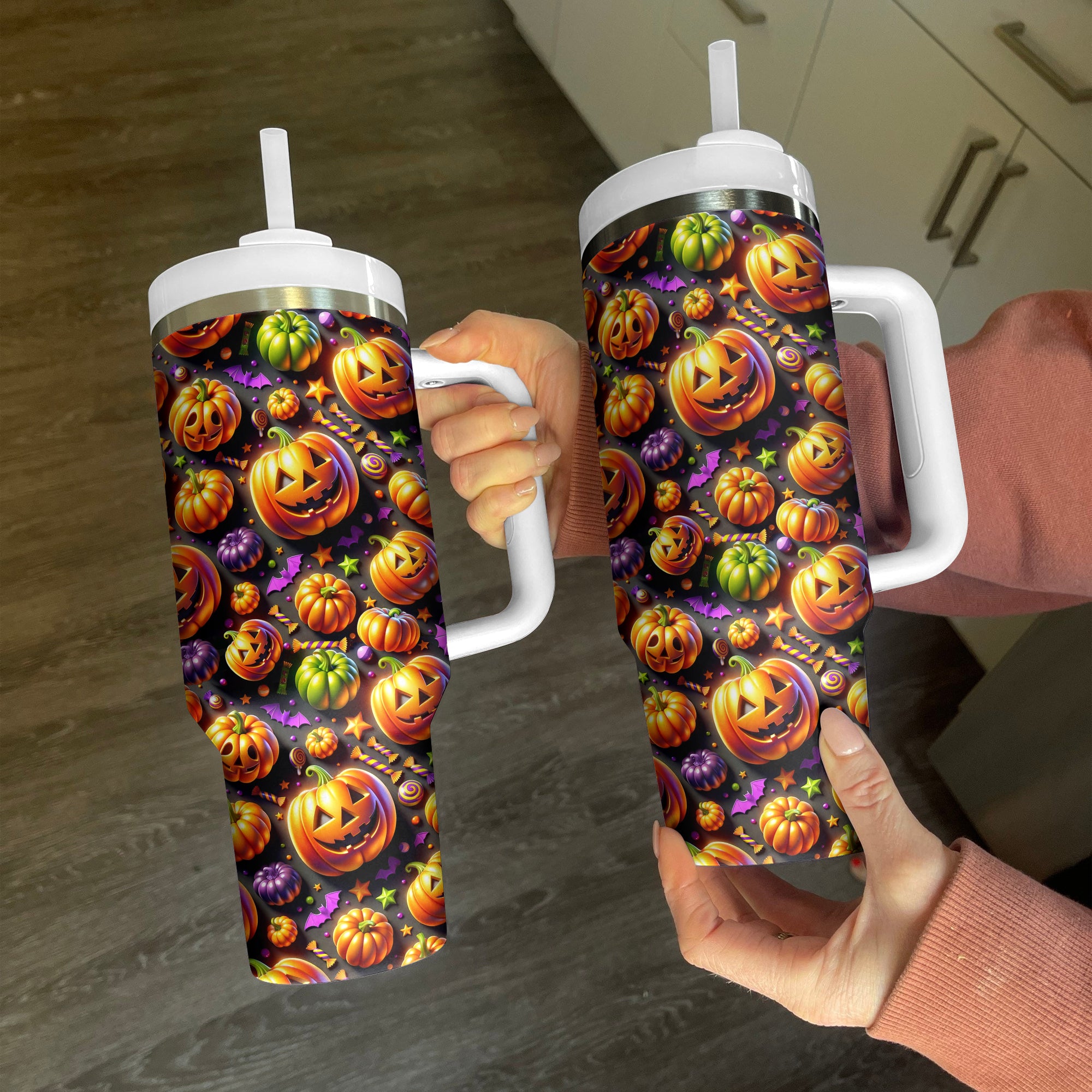 Halloween Jack-O’-Lantern Delight Custom Stanley Cup 40 oz 30 oz Tumbler With HandleTVC2301680 - Image 3