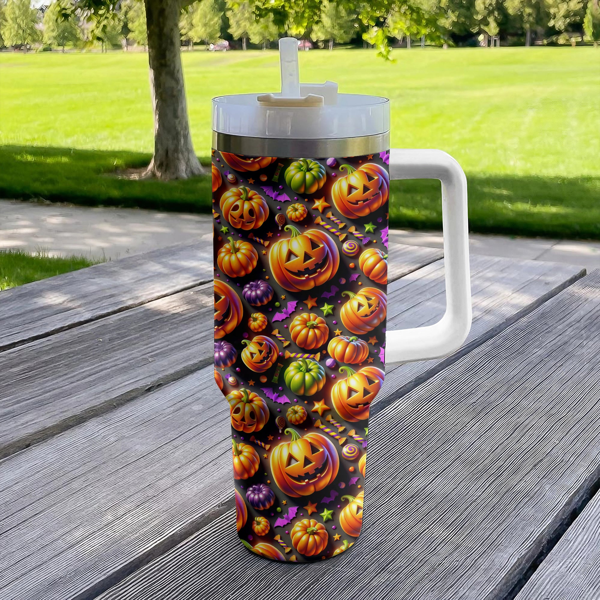 Halloween Jack-O’-Lantern Delight Custom Stanley Cup 40 oz 30 oz Tumbler With HandleTVC2301680 - Image 4