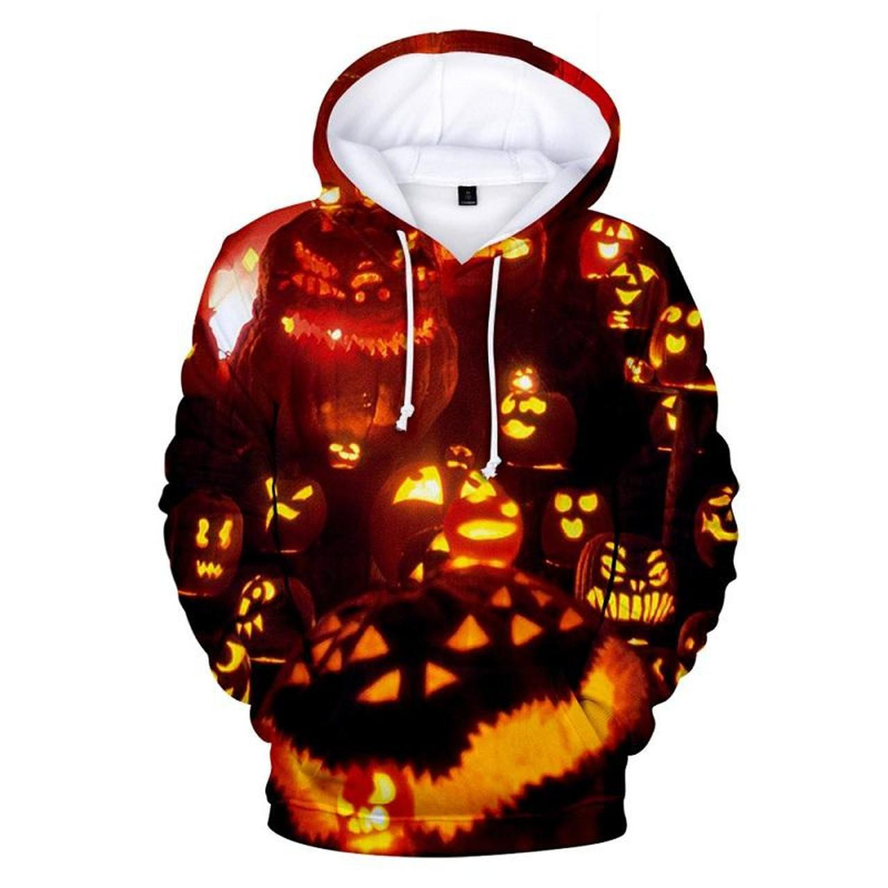 Halloween Jack O Lantern Pumpkin Lantern Polyester 3D All Over Print Hoodie, Zip Hoodie