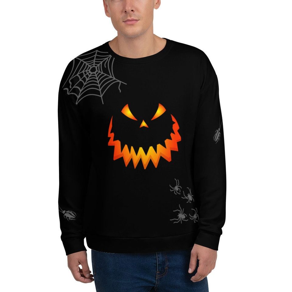 Halloween jack-o-lantern sweatshirt, spiders, cockroaches, spooky, creepy Sweatshirt