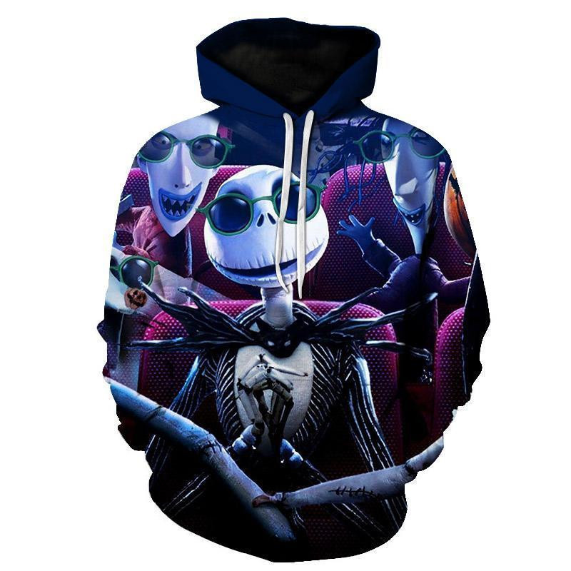 Halloween Jack Skellington and Ghost Puppy 3D All Over Print Hoodie, Zip Hoodie