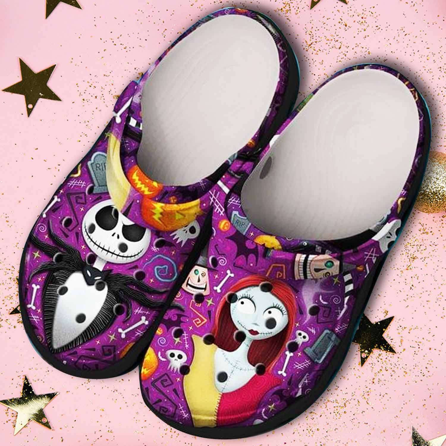 Halloween Jack Skellington And Sally Tnbc Crocband Clogs Shoes