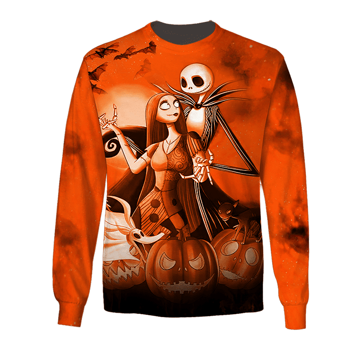 Halloween Jack Skellington And Sally Ugly Christmas Sweater Adult 3D Funny Matching for family