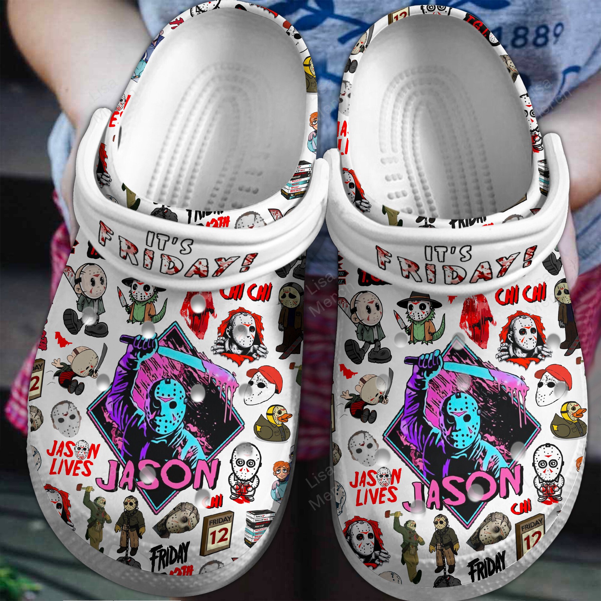 Halloween Jason Voorhees Characters Horror Movie Crocs Crocband Clogs Shoes Comfortable For Men Women and Kids