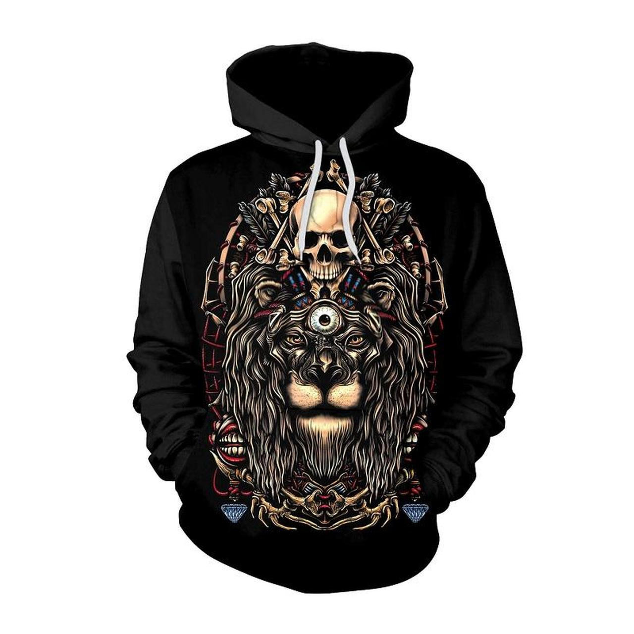 Halloween Lion And Skull Print 3D All Over Print Hoodie, Zip Hoodie