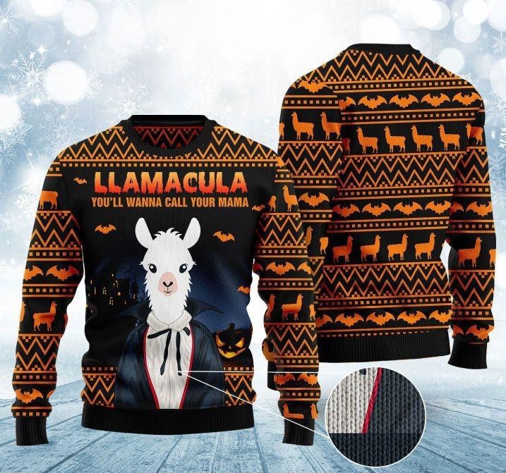 Halloween Llama Youll Wanna Call Me Your Mama Ugly Christmas Sweater Adult 3D Funny Matching for family