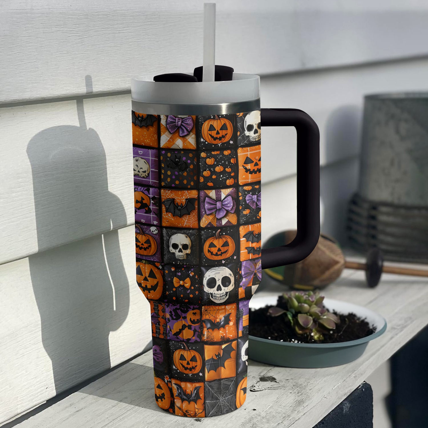 Halloween Patchwork Custom Stanley Cup 40 oz 30 oz Tumbler With HandleTVC2301682 - Image 2