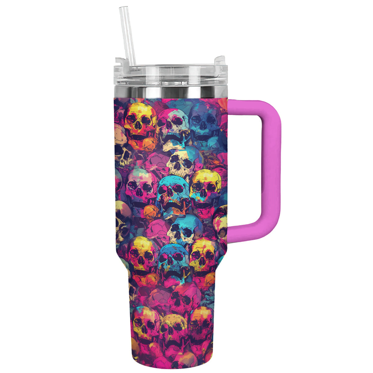 Halloween Psychedelic Skulls Custom Stanley Cup 40 oz 30 oz Tumbler With HandleTVC2301677