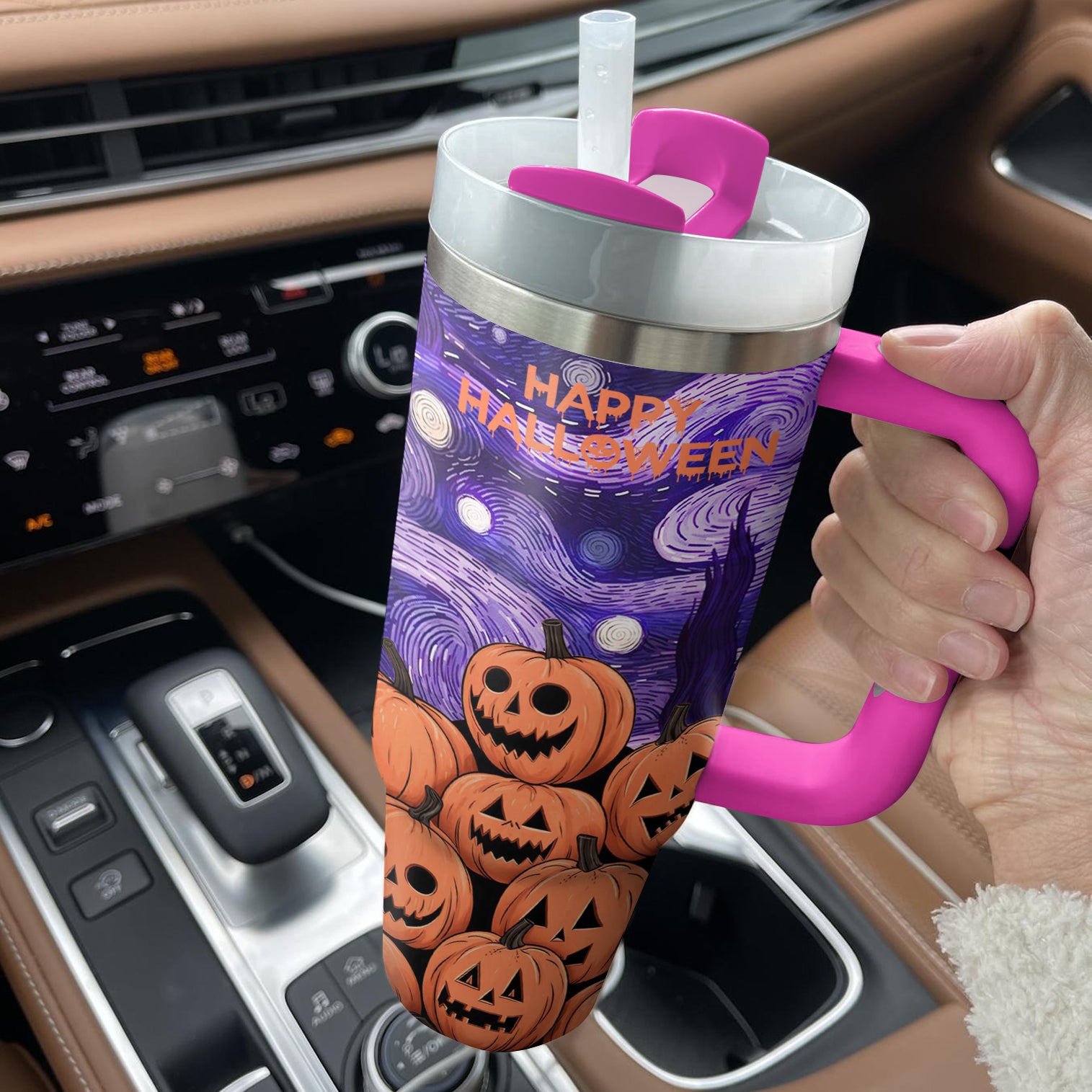 Halloween Pumpkin Starry Night Custom Stanley Cup 40 oz 30 oz Tumbler With HandleTVC2301679 - Image 3