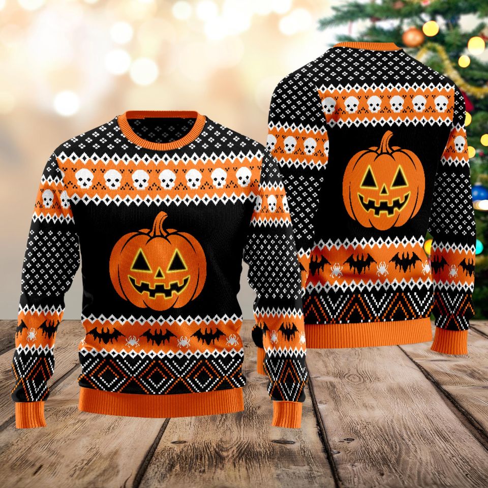 Halloween Pumpkin Ugly Sweater, Christmas