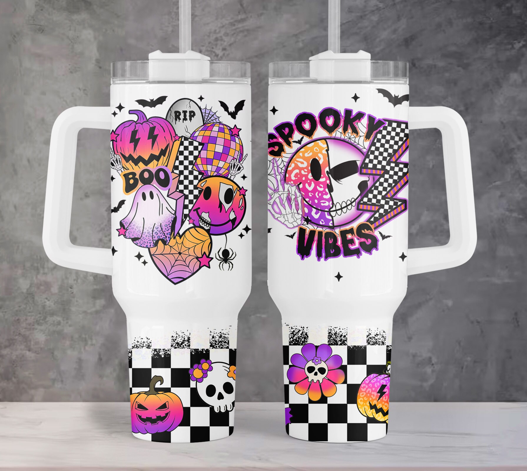Halloween Retro Spooky Vibes Custom Stanley Cup 40 oz 30 oz Tumbler With HandleTVC2301960