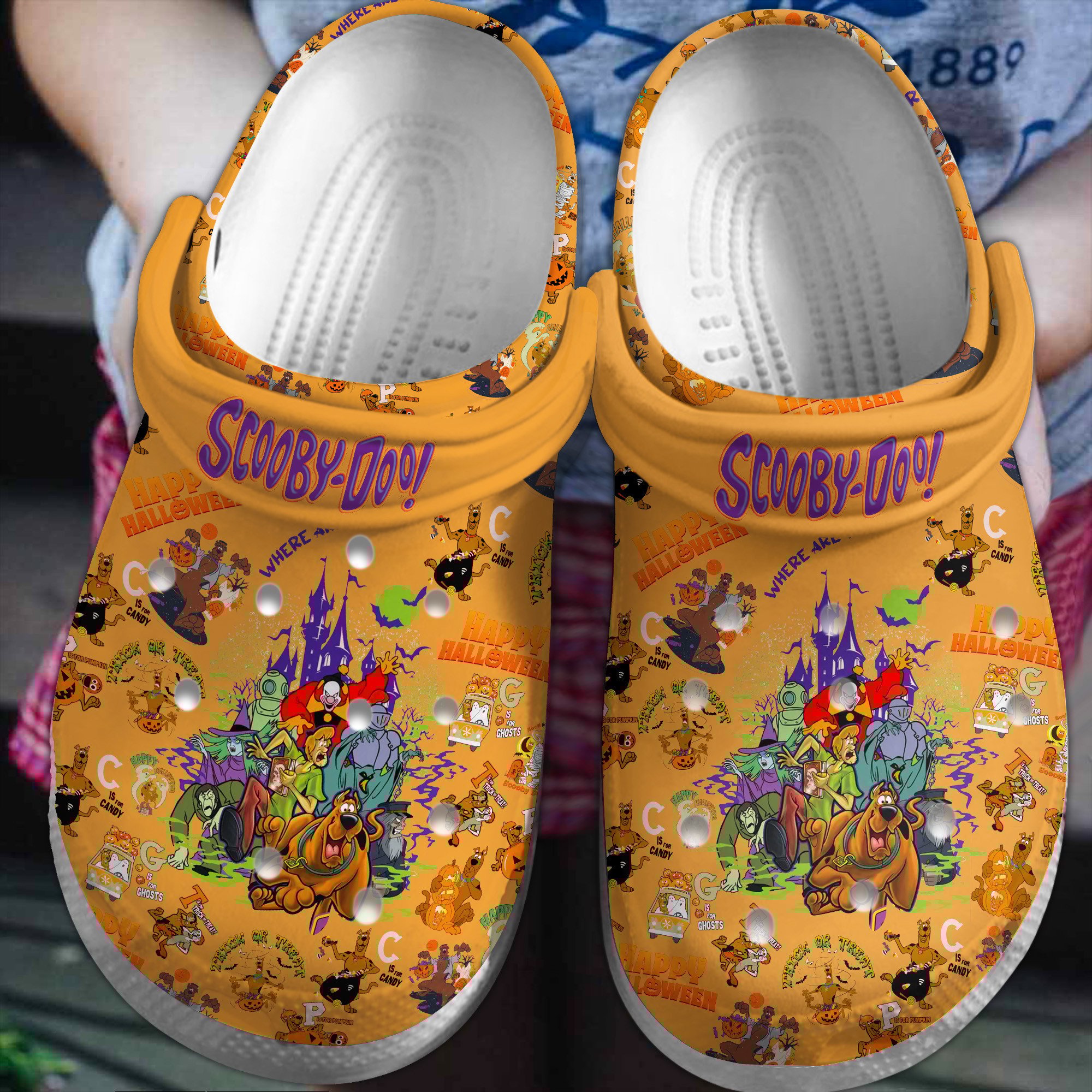 Halloween Scooby-Doo Cartoon Crocs Crocband Clogs Shoes Comfortable For Men Women and Kids