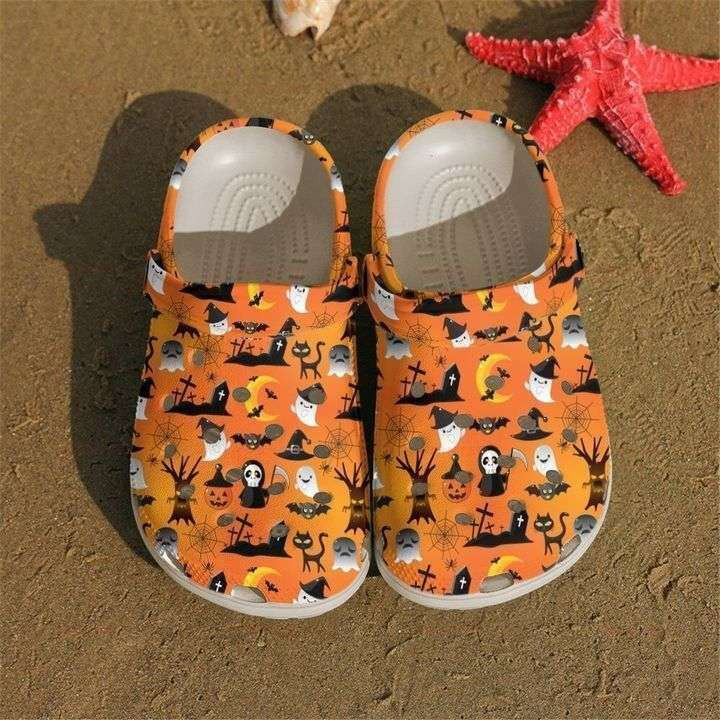 Halloween Seamless Pattern Crocband Clogs