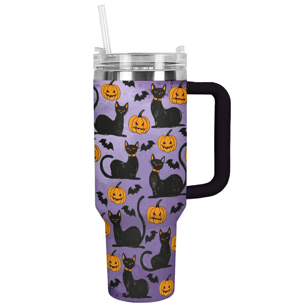 Halloween Shadowed Feline Pumpkins Custom Stanley Cup 40 oz 30 oz Tumbler With HandleTVC2301673