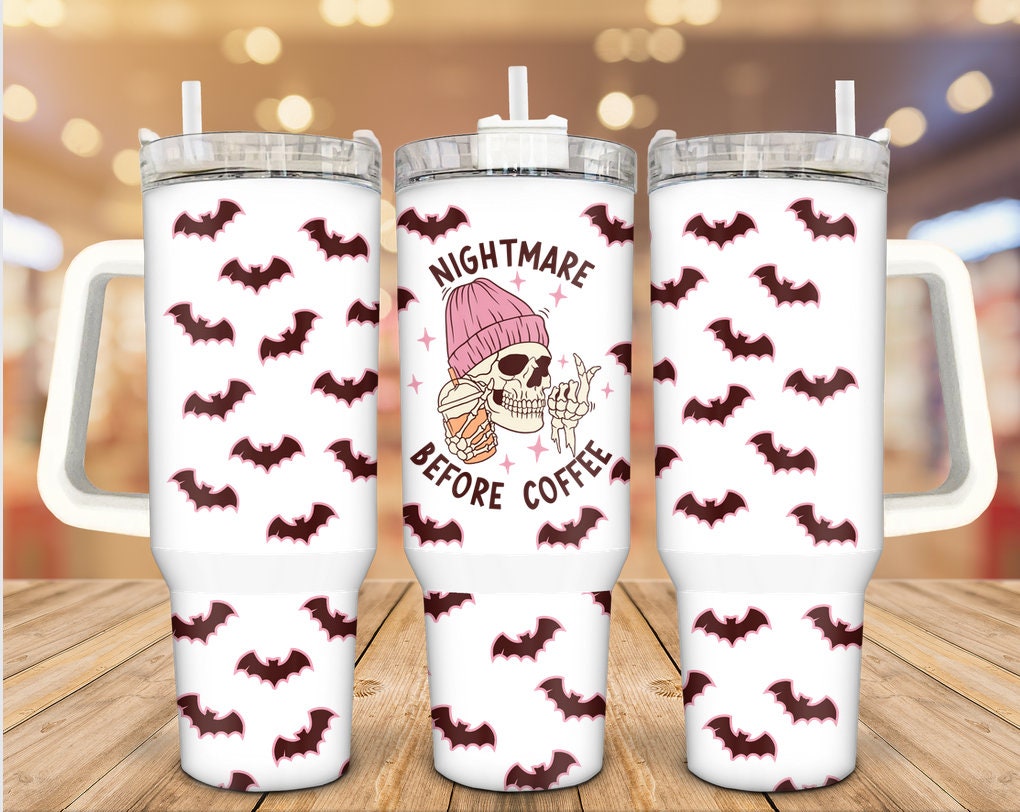 Halloween Skull And Bats Custom Stanley Cup 40 oz 30 oz Tumbler With HandleTVC2301940