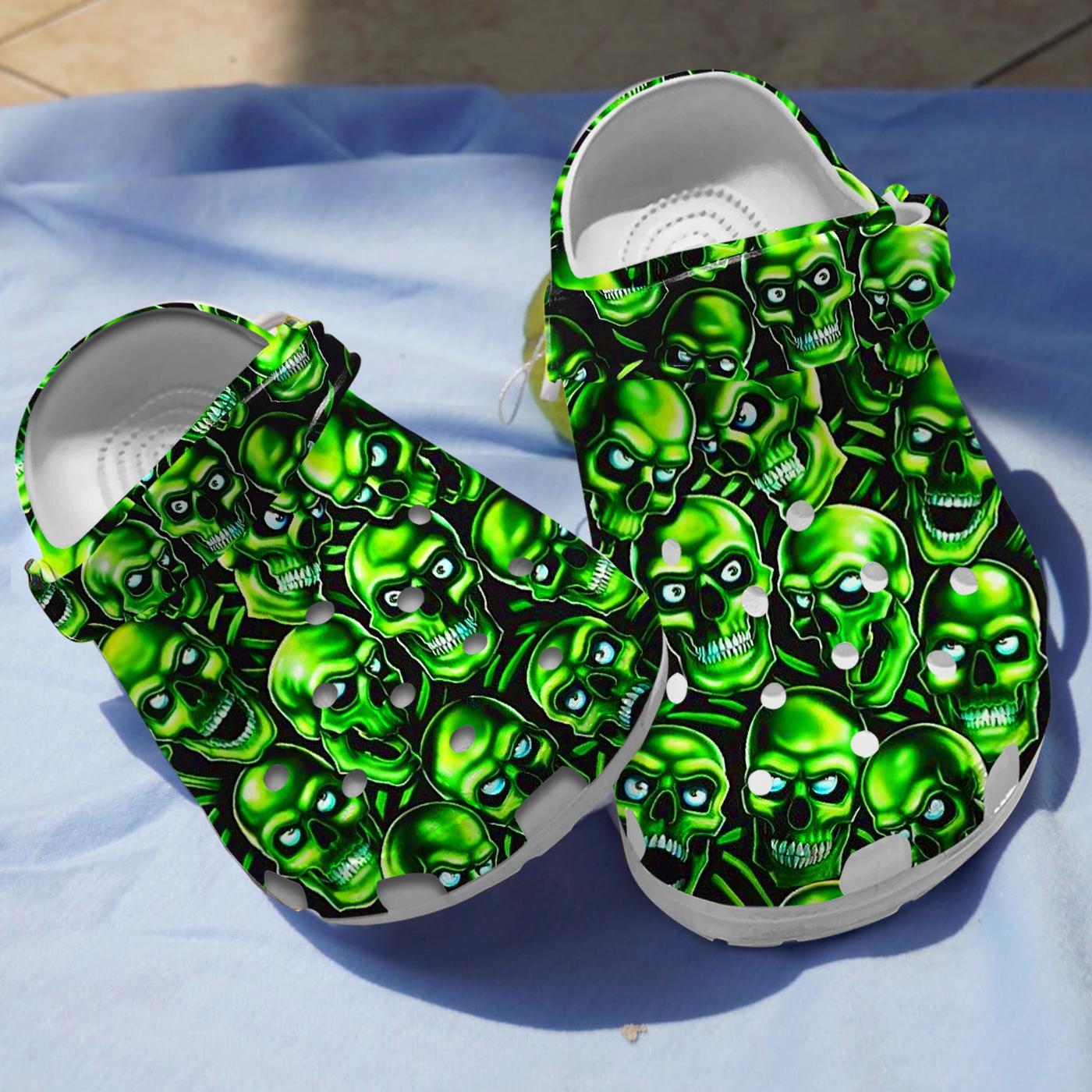 Halloween Skull Crocs Crocband Clogs Shoes Comfortable For Men Women and Kids