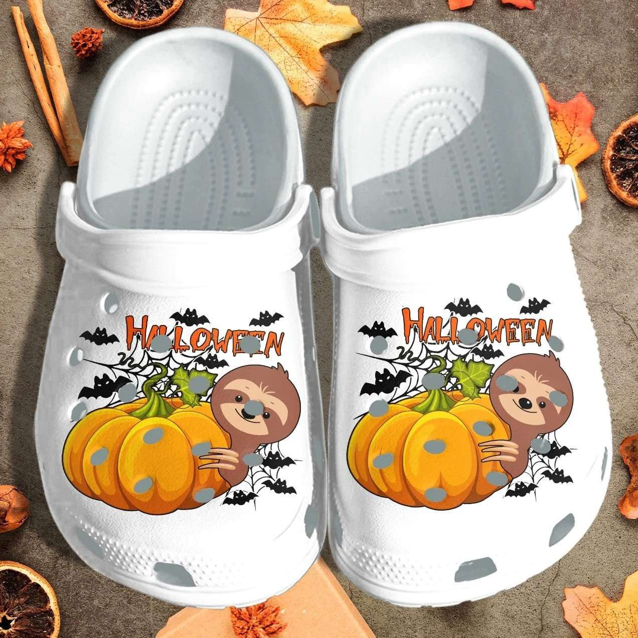 Halloween Sloth Pumpkin Crocband Clogs