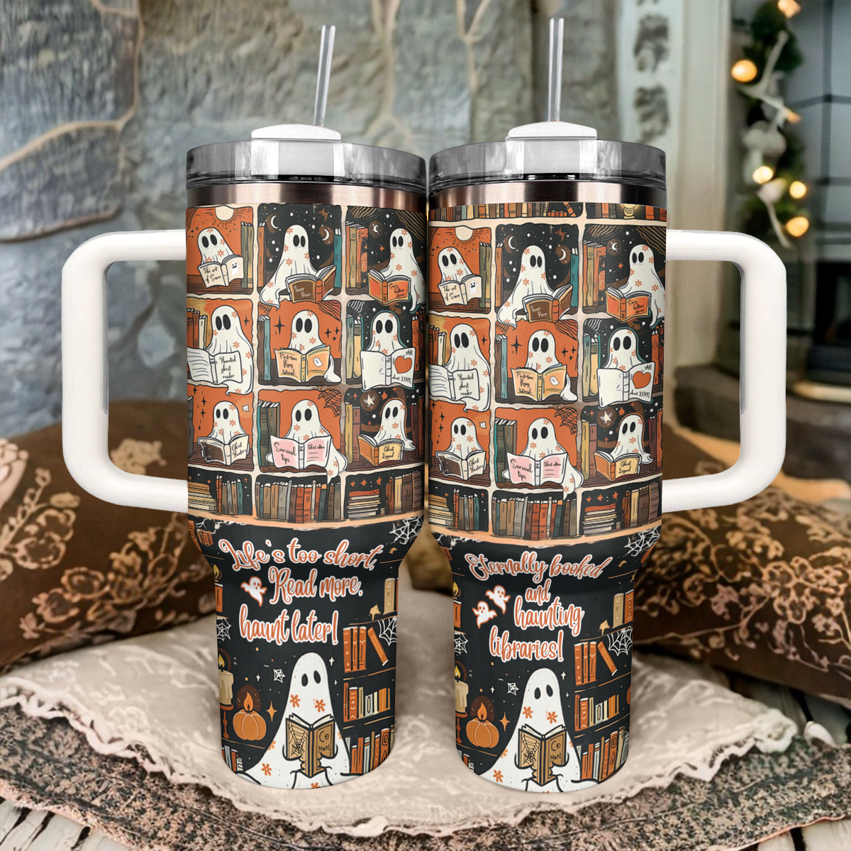 Halloween Spooky Ghost Readers Custom Stanley Cup 40 oz 30 oz Tumbler With HandleTVC2301673 - Image 2