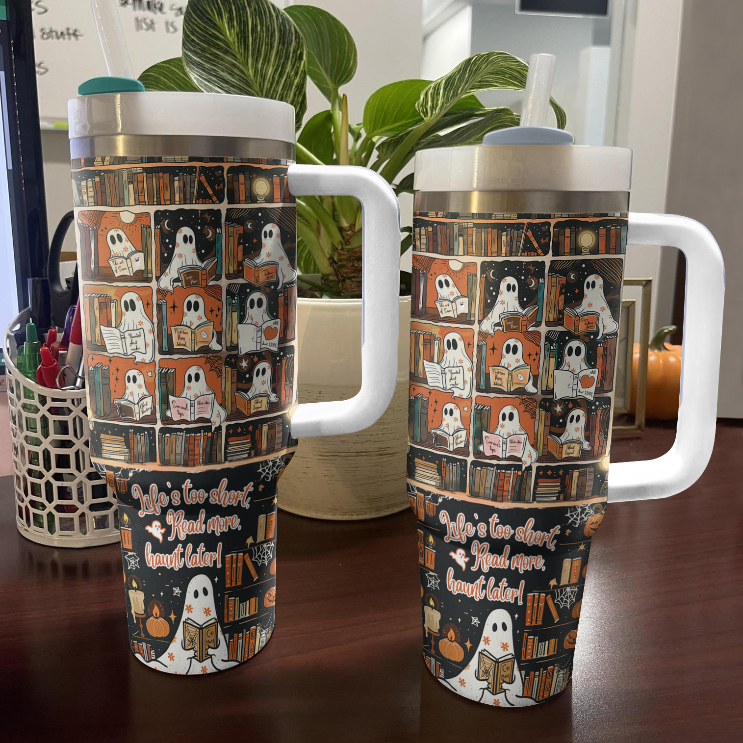 Halloween Spooky Ghost Readers Custom Stanley Cup 40 oz 30 oz Tumbler With HandleTVC2301673 - Image 3