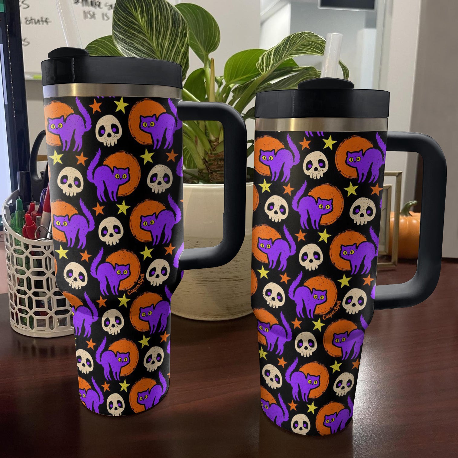 Halloween Spooky Night Cats Custom Stanley Cup 40 oz 30 oz Tumbler With HandleTVC2301585 - Image 2