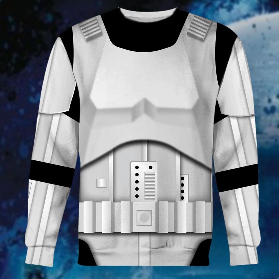 Halloween Starwars Stormtrooper Cosplay Sweatshirt, Galaxy Edge Sweatshirt, Full Over Printed