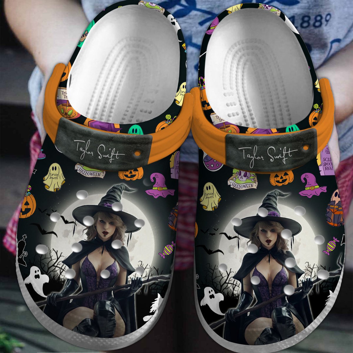 Halloween Taylor Swift Music Crocs Crocband Clogs Shoes Comfortable For Men Women and Kids