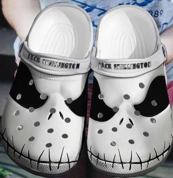Halloween White Jack Skellington Face Horror Movie Crocband Clogs