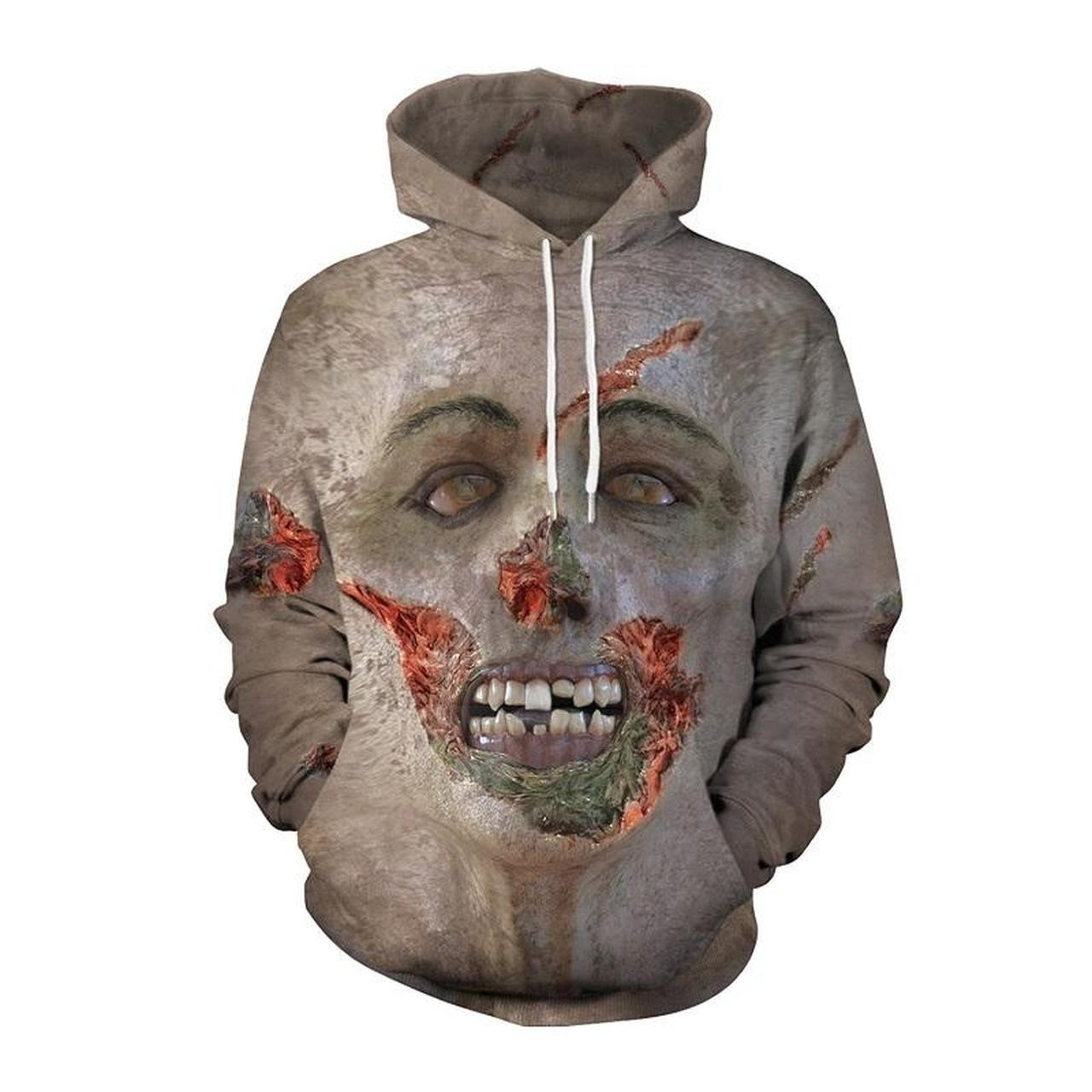 Halloween Zombie Face Print 3D All Over Print Hoodie, Zip Hoodie