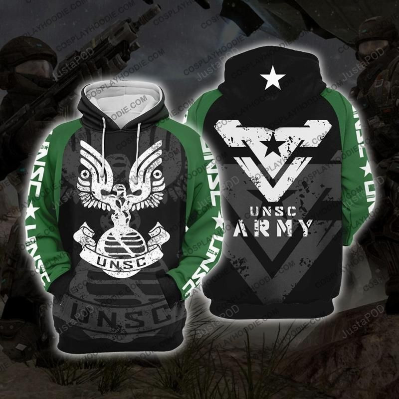 HALO UNSC Army H2 3D All Over Print Hoodie, Zip Hoodie
