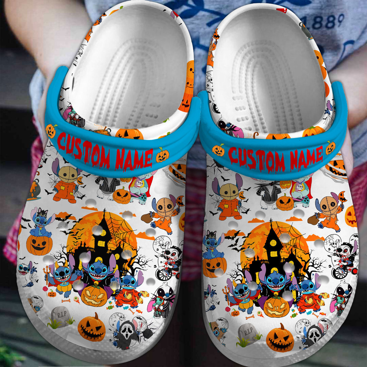 Haloween Lilo And Stitch Cartoon Crocs Crocband Clogs Shoes Comfortable For Men Women and Kids