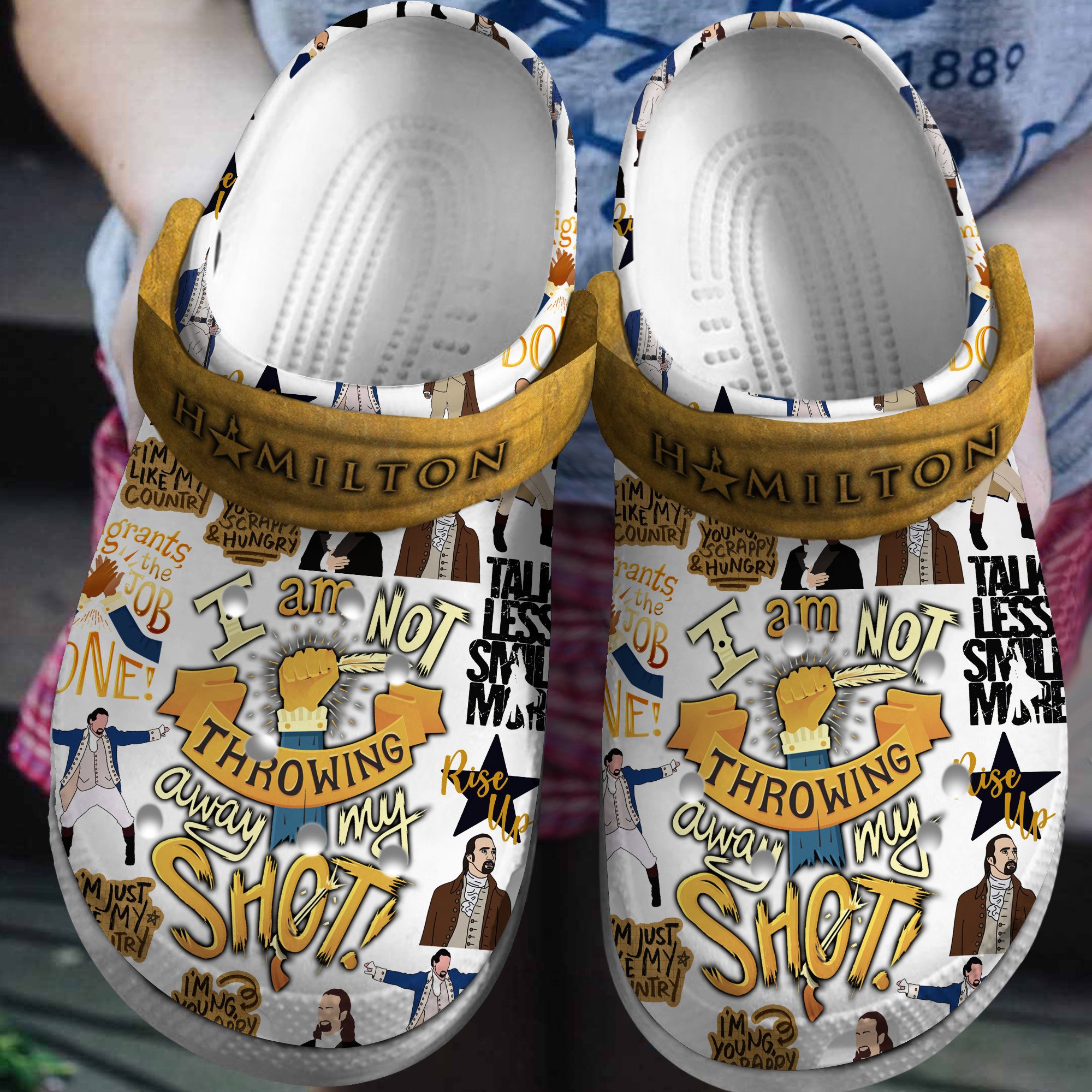 Hamilton Music Crocs Crocband Clogs Shoes Comfortable For Men Women and Kids