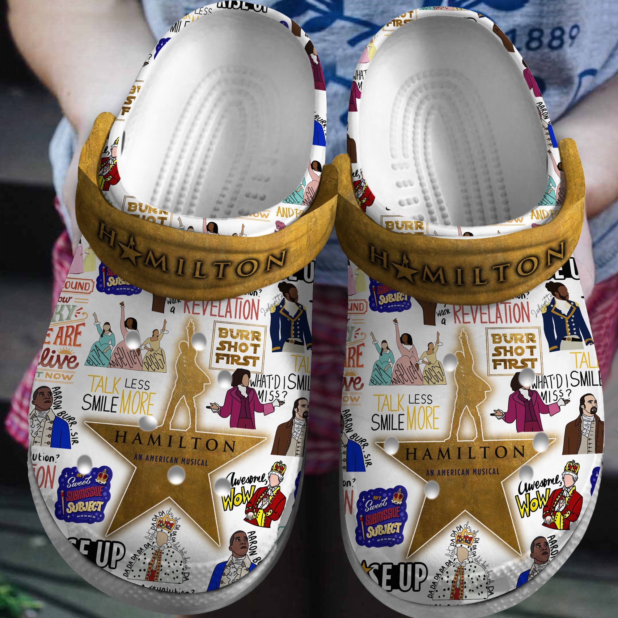 Hamilton Music Crocs Crocband Clogs Shoes Comfortable For Men Women and Kids