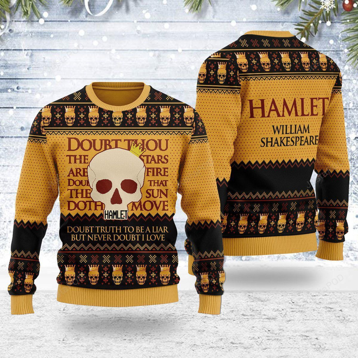 Hamlet William Shakespare Ugly Christmas Sweater Adult 3D Funny Matching for family