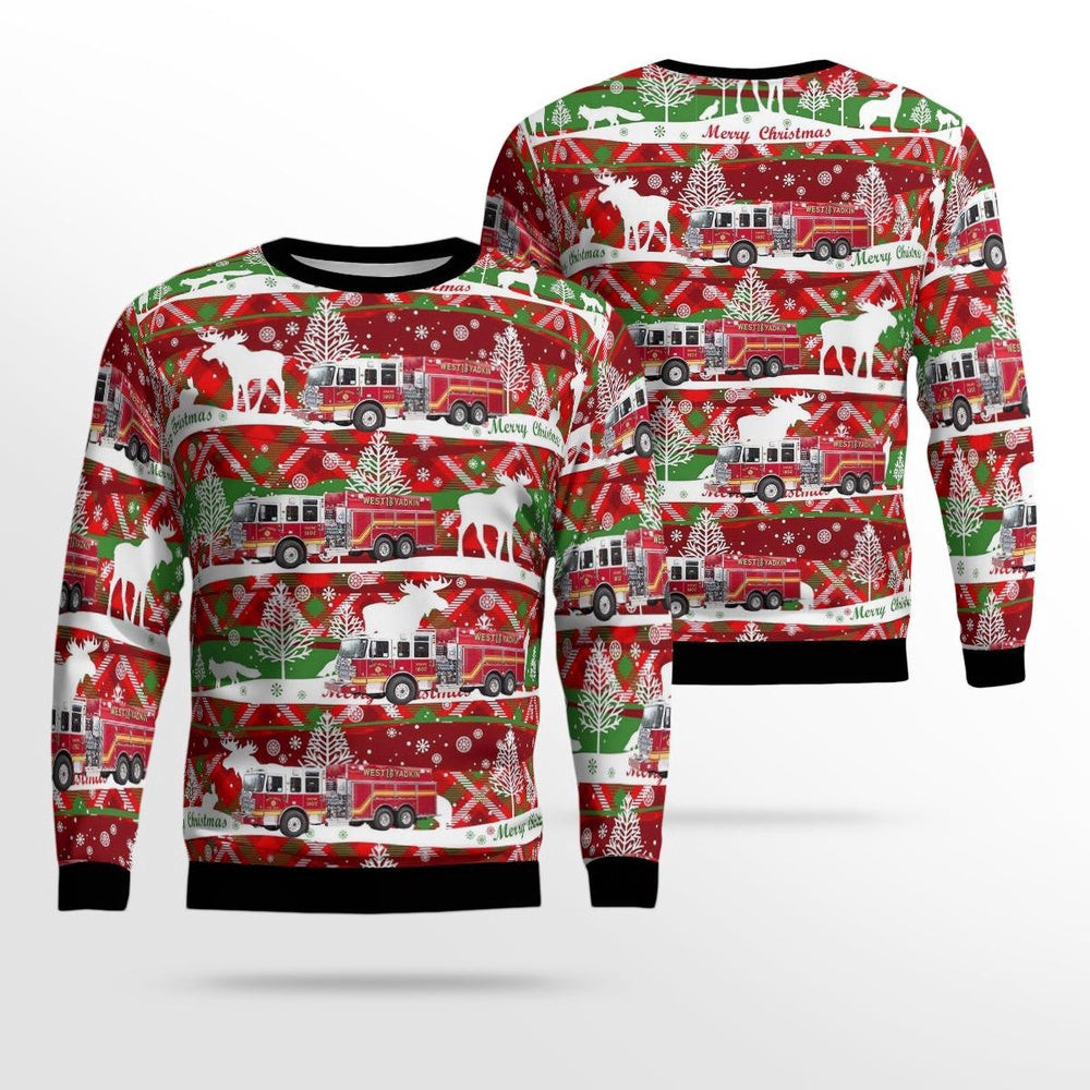 Hamptonville North Carolina West Yadkin Fire Department AOP Ugly Sweater Xmas Unisex Sweater Christmas Gifts For Men Women