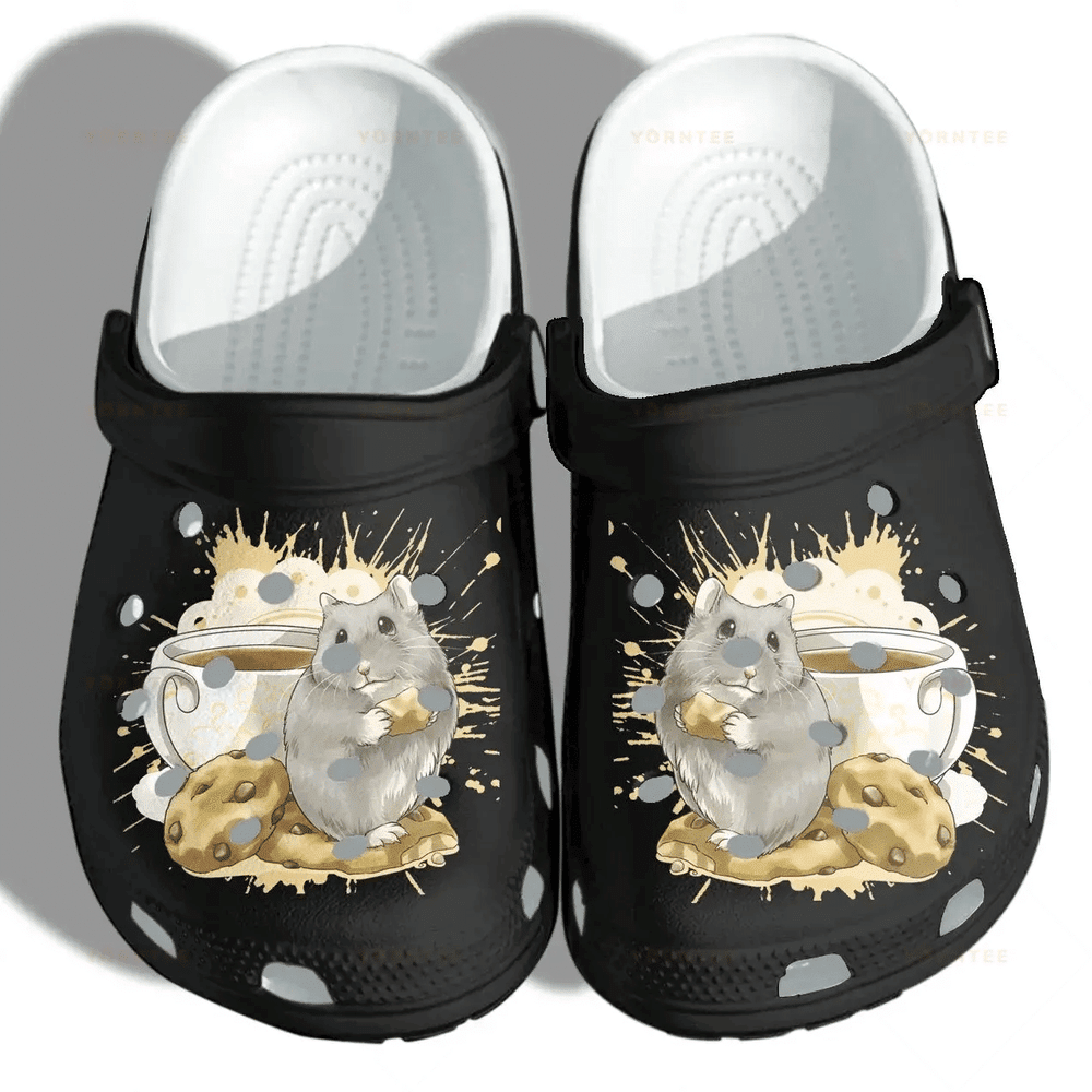 Hamster Coffee Cookie Funny Guinea Pigs Mouse Pets 2 Gift For Lover Rubber clog Shoes Comfy Footwear