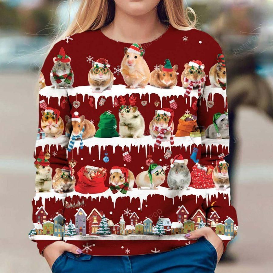 Hamster ? Ugly Christmas Sweater Adult 3D Funny Matching for family