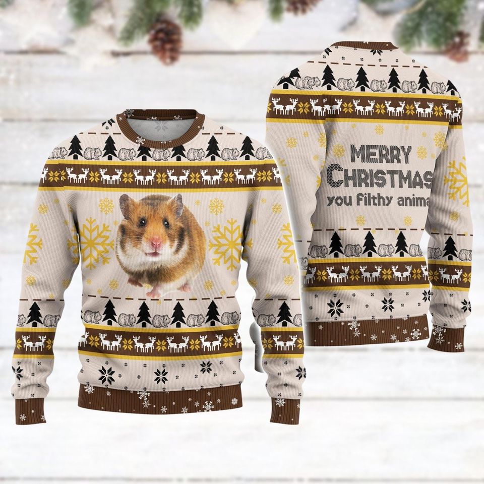 Hamster Ugly Christmas Sweater, Hamster Lover Christmas Gifts