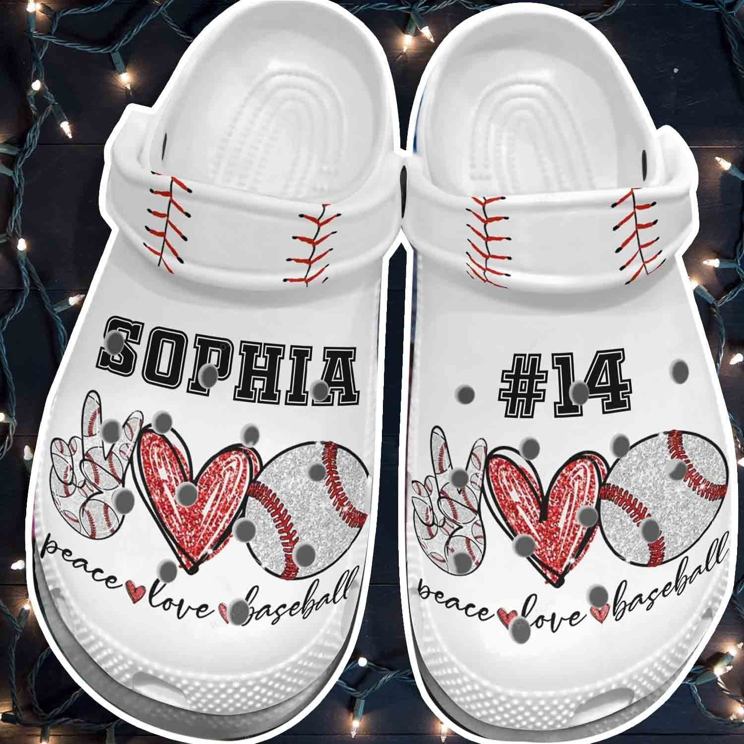 Hand Heart Peace Love Baseball Ball Shoes clogs For Schoolgirls