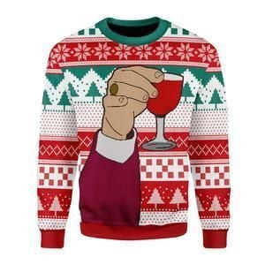 Hand Leo Laughing Meme Ugly Christmas Sweater Adult 3D Funny Matching for family - Image 2