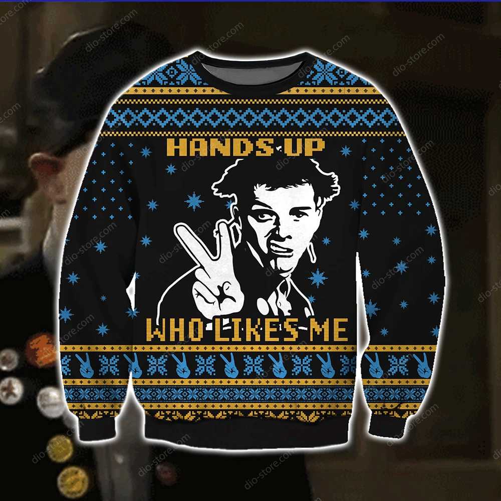Hands Up Who Like Me Knitting Pattern 3D Print Ugly Christmas Sweater Adult 3D Funny Matching for family