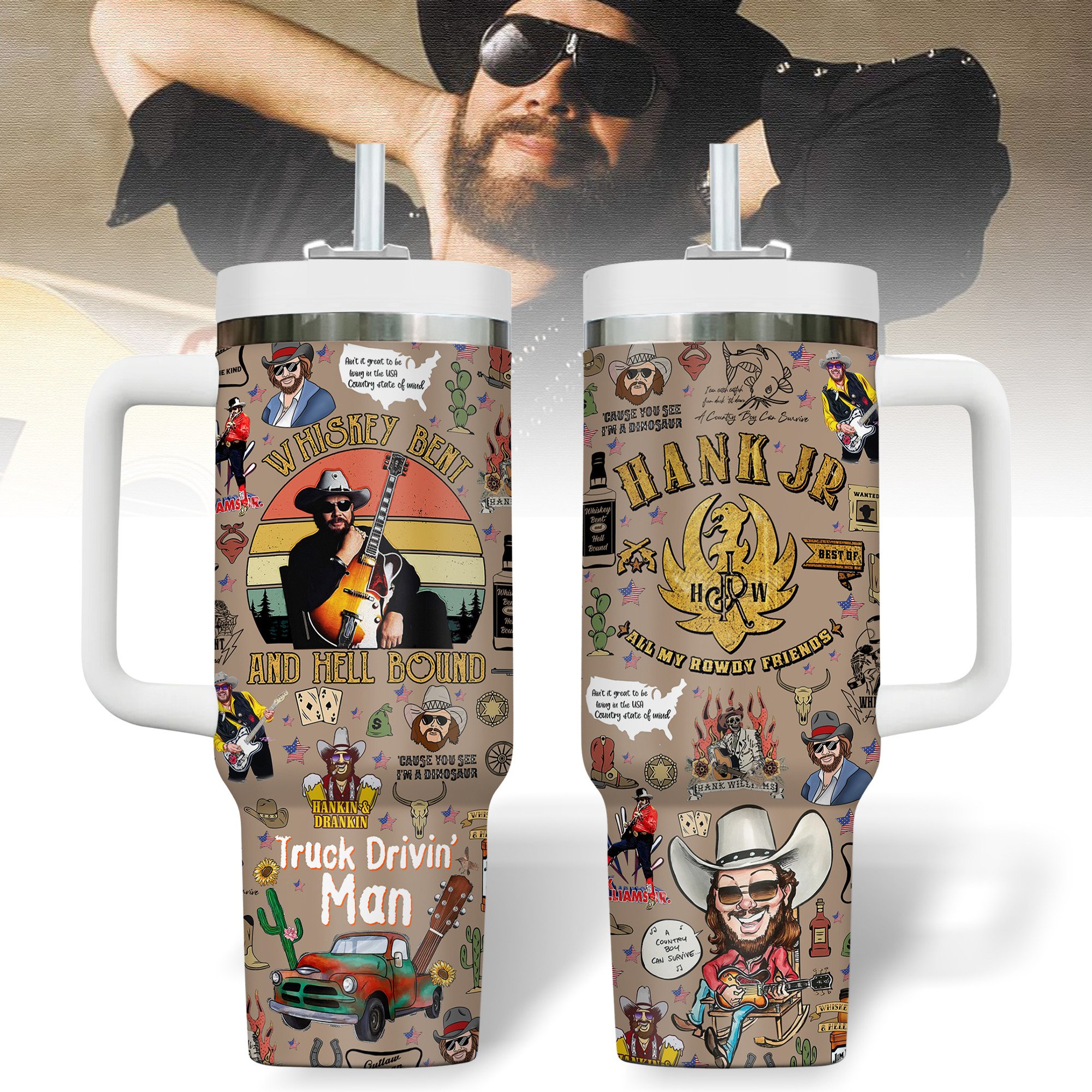 Hank Williams Jr. Music Custom Stanley Cup 40 oz 30 oz Tumbler With HandleTVC2301306