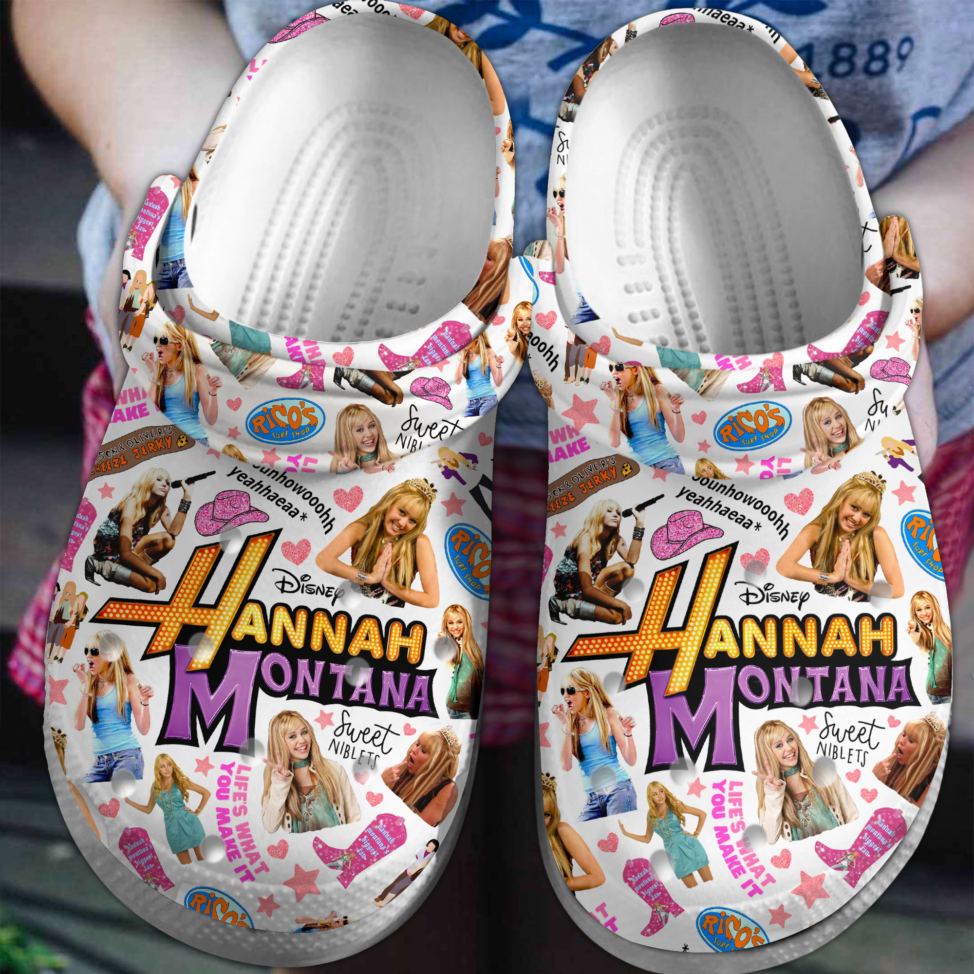 Hannah Motana Movie Crocs Crocband Clogs Shoes Comfortable For Men Women and Kids