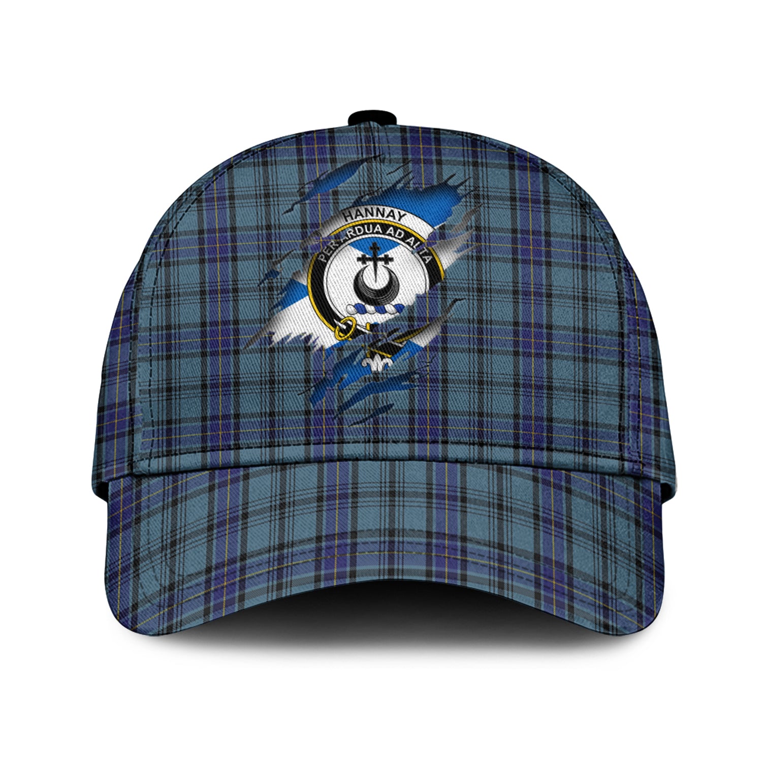 Hannay Blue Tartan Plaid Cap, Family Crest In Me Style Tartan Baseball Cap TS23 Trucker Hats Custom Hats Gifts For Men & Women