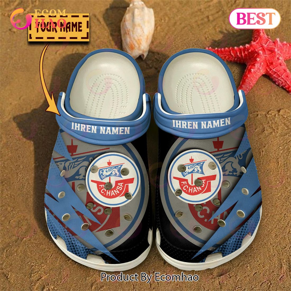Hansa Rostock Bundesliga Sport Crocs Crocband Clogs Shoes Comfortable For Men Women and Kids