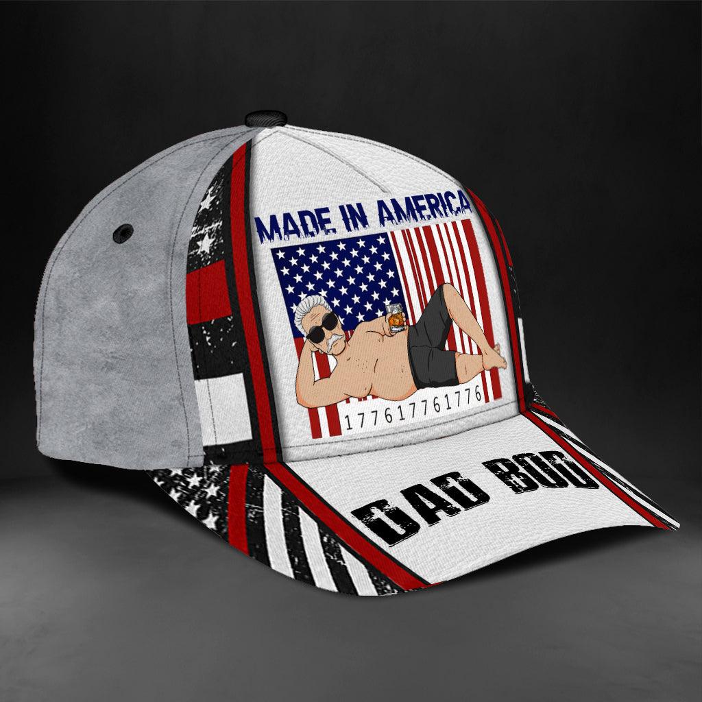 Happy 4th July Made In America Personalized Classic Cap, Personalized Gift for Dad, Papa, Parents, Father, Grandfather Trucker Hats Custom Hats Gifts For Men & Women